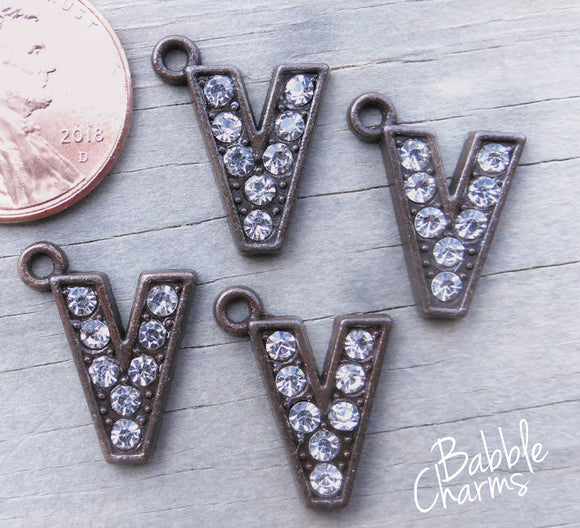 Initial charm. V letter charm, rhinestone initial. Alloy charm ,very high quality.Perfect for jewery making and other DIY projects