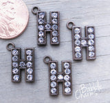 Initial charm. H letter charm, rhinestone initial. Alloy charm ,very high quality.Perfect for jewery making and other DIY projects