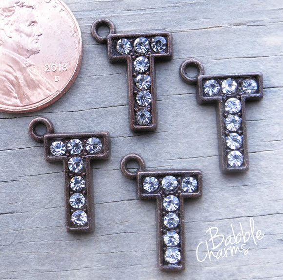 Initial charm. T letter charm, rhinestone initial. Alloy charm ,very high quality.Perfect for jewery making and other DIY projects