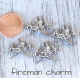 12 pc Fireman axe charm, fire, fire axe charms. Alloy charm, very high quality.Perfect for jewery making and other DIY projects