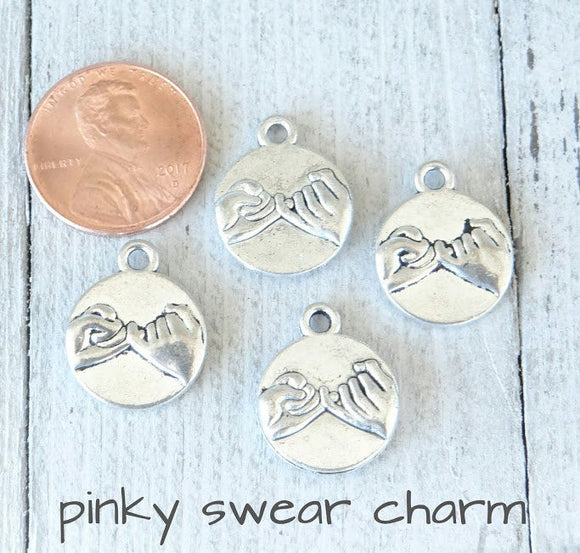 12 pc Pinky swear charm, best friends, pinky charm, wholesale charm, alloy charm