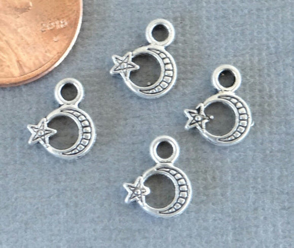 12 pc Moon and Star, moon charm, star charms. Alloy charm ,very high quality.Perfect for jewery making and other DIY projects
