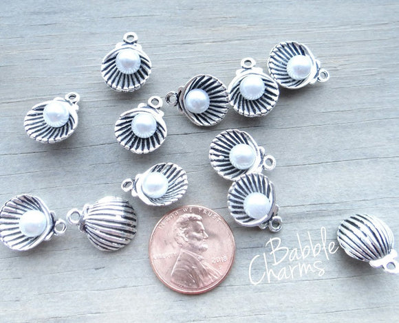 12 pc Seashell, sea shell charm, pearl charms. Alloy charm ,very high quality.Perfect for jewery making and other DIY projects