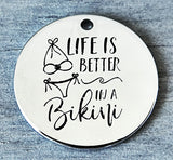 Life is better in a bikini, bikini, Beach charm, Alloy charm 20mm very high quality..Perfect for DIY projects #94