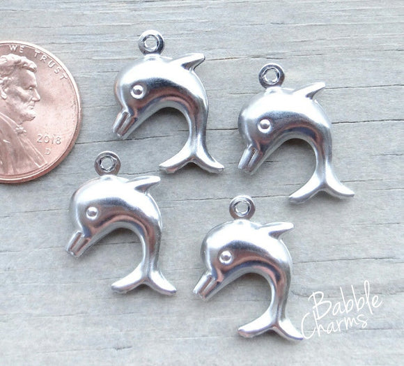 12 pc Dolphin charm, dolphin, sea animal, Charms, wholesale charm, stainless steel charm