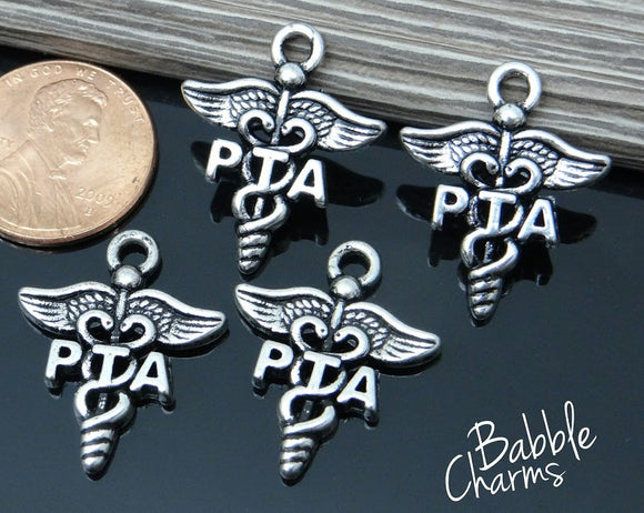 12 pc PTA charm, physical therapist aide, PTA, Charms, wholesale charm, alloy charm