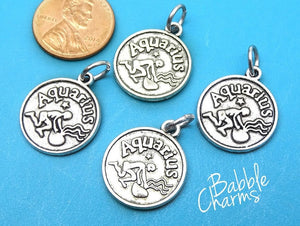 Aquarius charm, astrological sign charm, zodiac, alloy charm 20mm very high quality..Perfect for jewery making and other DIY projects