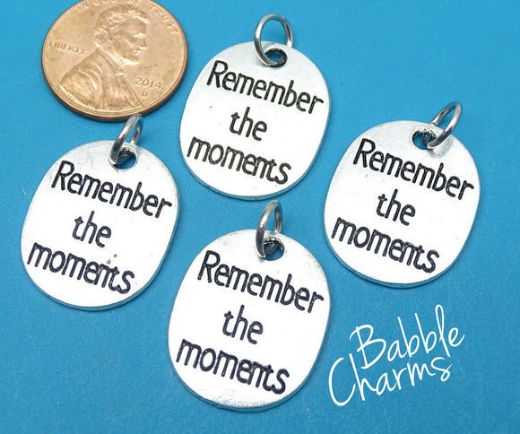 2 pc Remember the moments charm, remember the moments, alloy charm 20mm very high quality..Perfect for jewery making and other DIY projects