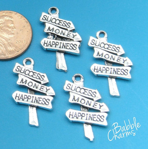 12 pc Success, Money , happiness, happiness charm, Charms, wholesale charm, alloy charm