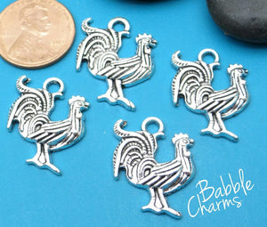12 pc Chicken, Rooster charm, chicken, rooster, animal charm, Alloy charm ,high quality.Perfect for jewery making and other DIY projects