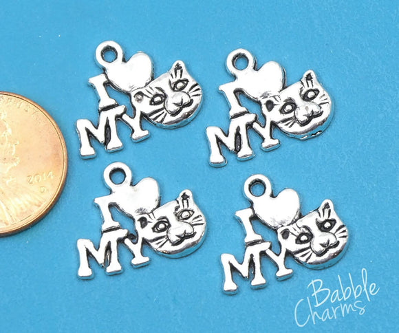 12 pc I love my Cat charm, cat. feline, Alloy charm,very high quality.Perfect for jewery making and other DIY projects