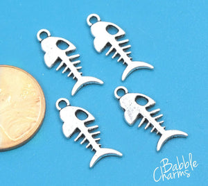 12 pc Fish, fish charm, fish bone, skeleton, animal charms. Alloy charm ,very high quality.Perfect for jewery making and other DIY projects