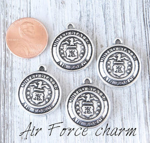 12 pc Air Force charm, air force, military charm. Alloy charm, very high quality.Perfect for jewery making and other DIY projects