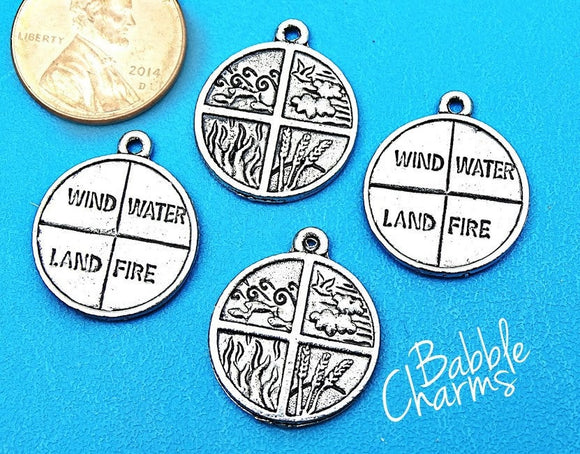 4 Elements charm, wind, earth, air, water, alloy charm 20mm very high quality..Perfect for jewery making and other DIY projects
