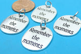 2 pc Remember the moments charm, remember the moments, alloy charm 20mm very high quality..Perfect for jewery making and other DIY projects