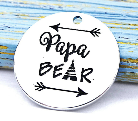 Papa bear, papa bear charm, Alloy charm 20mm very high quality..Perfect for DIY projects 220