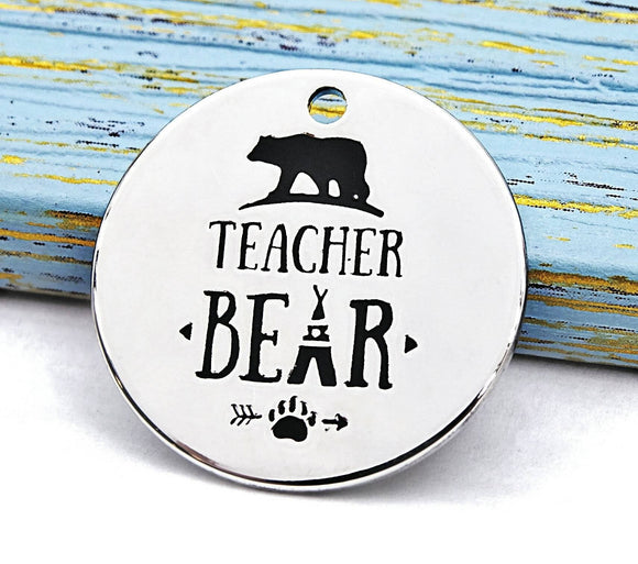 Teacher bear, bear charm, teacher bear char, boho charm, Alloy charm 20mm high quality. Perfect for jewery making and other DIY projects 226