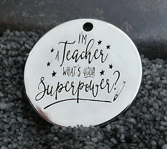 Super Teacher, teacher charm, Alloy charm 20mm very high quality..Perfect for jewery making and other DIY projects 238