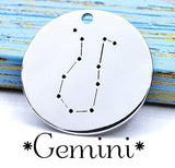 Gemini charm, constellation, astrology charm, Alloy charm 20mm very high quality..Perfect for DIY projects