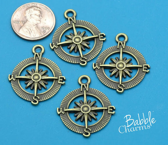 12 pc Compass Charm, bronze compass, compass, Charms, wholesale charm, alloy charm