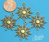 12 pc Sun, bronze sun,sun charm. Alloy charm ,very high quality.Perfect for jewery making and other DIY projects