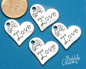 12 pc Love heart charm, heart charm, heart , love charm. Alloy charm, very high quality.Perfect for jewery making and other DIY projects