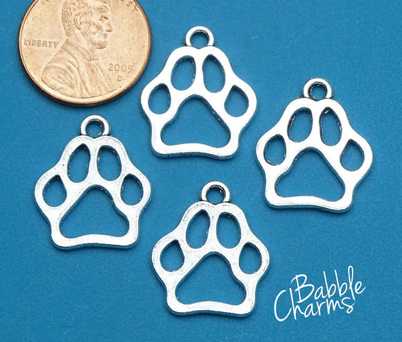 12 pc Paw Print charm, paw print, pet charm, alloy charm 20mm very high quality..Perfect for jewery making and other DIY projects