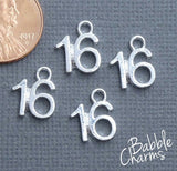 12 pc 16 charm , 16, number charm charm, 16 charm, Charm, Charms, wholesale charm, alloy charm