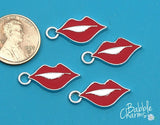 12 pc Lips ,Lips charm, enamel lips charm, red lips charm, mouth charm, wholesale charms
