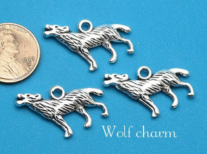 12 pc Wolf, wolf charm, wolves, charm, dog, dog charm, Charm, Charms, wholesale charm, alloy charm