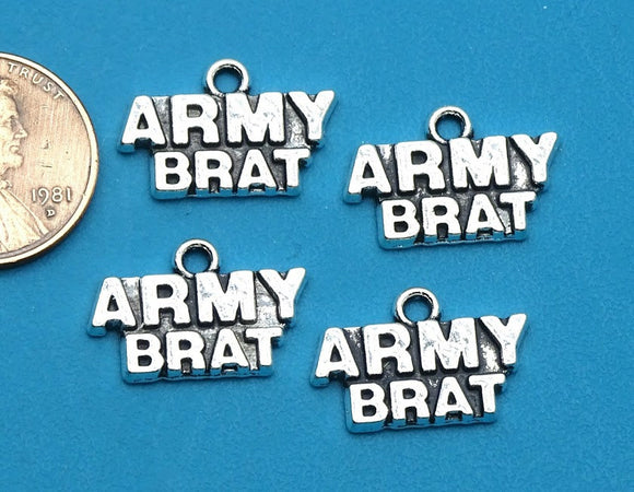12 pc Army Brat charm, army brat, military brat charm. Alloy charm, very high quality.Perfect for jewery making and other DIY projects