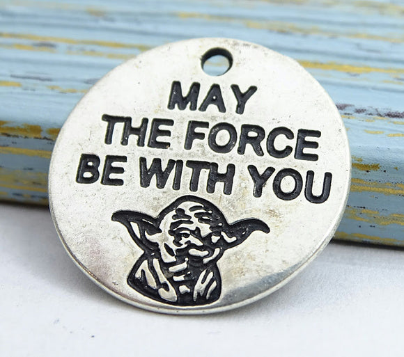 Jedi charm, May the force be with you, force charm, Alloy charm 20mm high quality. Perfect for jewery making and other DIY projects