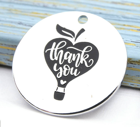 Thank you charm, teacher charm, teacher, apple, apples. Alloy charm 20mm high quality. Perfect for jewery making and other DIY project #157