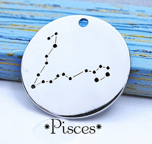 Pisces charm, constellation, astrology charm, Alloy charm 20mm very high quality..Perfect for DIY projects