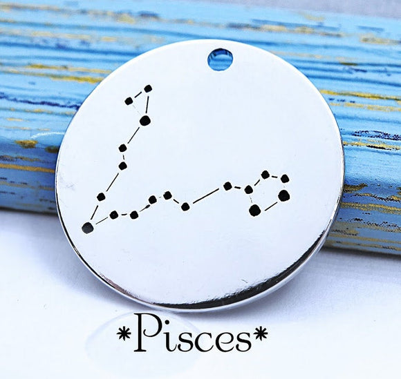 Pisces charm, constellation, astrology charm, Alloy charm 20mm very high quality..Perfect for DIY projects