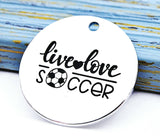 Soccer charm, live love soccer, soccer charm, Alloy charm 20mm high quality.Perfect for jewery making & other DIY projects #159