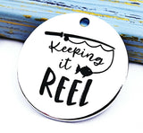 Keeping it reel, fishing charm, Alloy charm 20mm very high quality..Perfect for jewery making and other DIY projects #184