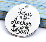 Jesus is the anchor of my soul charm, anchor charm, Jesus, Alloy charm 20mm high quality. Perfect for jewery making & other DIY project #46