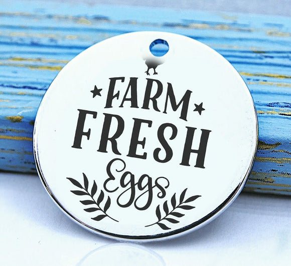 Farm fresh eggs, Farm fresh eggs charm, farm charm, Steel charm 20mm very high quality..Perfect for DIY projects