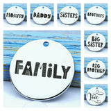Sister, sisters, big sister, family, family charm, Steel charm 20mm very high quality..Perfect for DIY projects