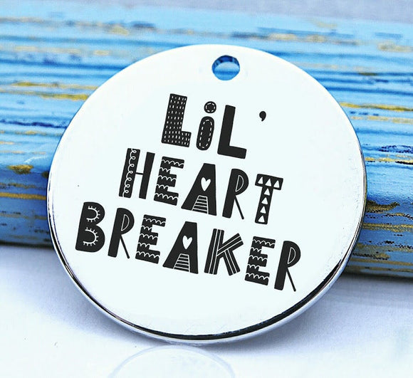 Heart Breaker, lil heart breacker charm, Steel charm 20mm very high quality..Perfect for DIY projects