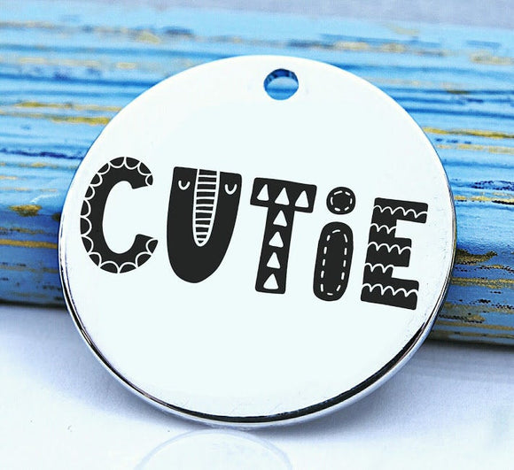 Cutie, cute, cutie charm, love charm, Steel charm 20mm very high quality..Perfect for DIY projects