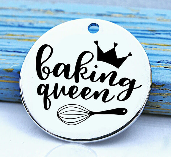 Baking Queen, baking, cooking, baking charm, baker charm, Steel charm 20mm very high quality..Perfect for DIY projects