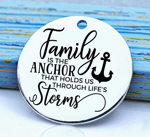 Family, family is an anchor charm, Steel charm 20mm very high quality..Perfect for DIY projects