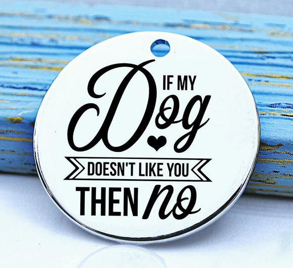 If my dog doesn't like you, love dogs, dog, pet, dog charm, Steel charm 20mm very high quality..Perfect for DIY projects
