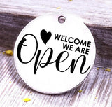 Welcome we are open, open, were open charm, Steel charm 20mm very high quality..Perfect for DIY projects