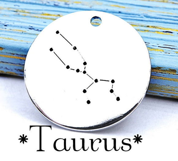 Taurus charm, constellation, astrology charm, Alloy charm 20mm very high quality..Perfect for DIY projects