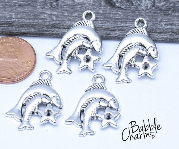 12 pc Pieces charm, fish, astrological charm, zodiac, alloy charm 20mm very high quality..Perfect for jewery making and other DIY projects