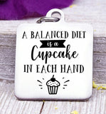 Cupcake, diet, i love cupcakes, cupcake charm, Steel charm 20mm very high quality..Perfect for DIY projects