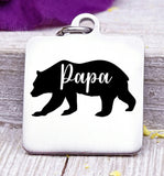Papa bear, papa bear charm, bear charm, bear, papa charm, Steel charm 20mm very high quality..Perfect for DIY projects